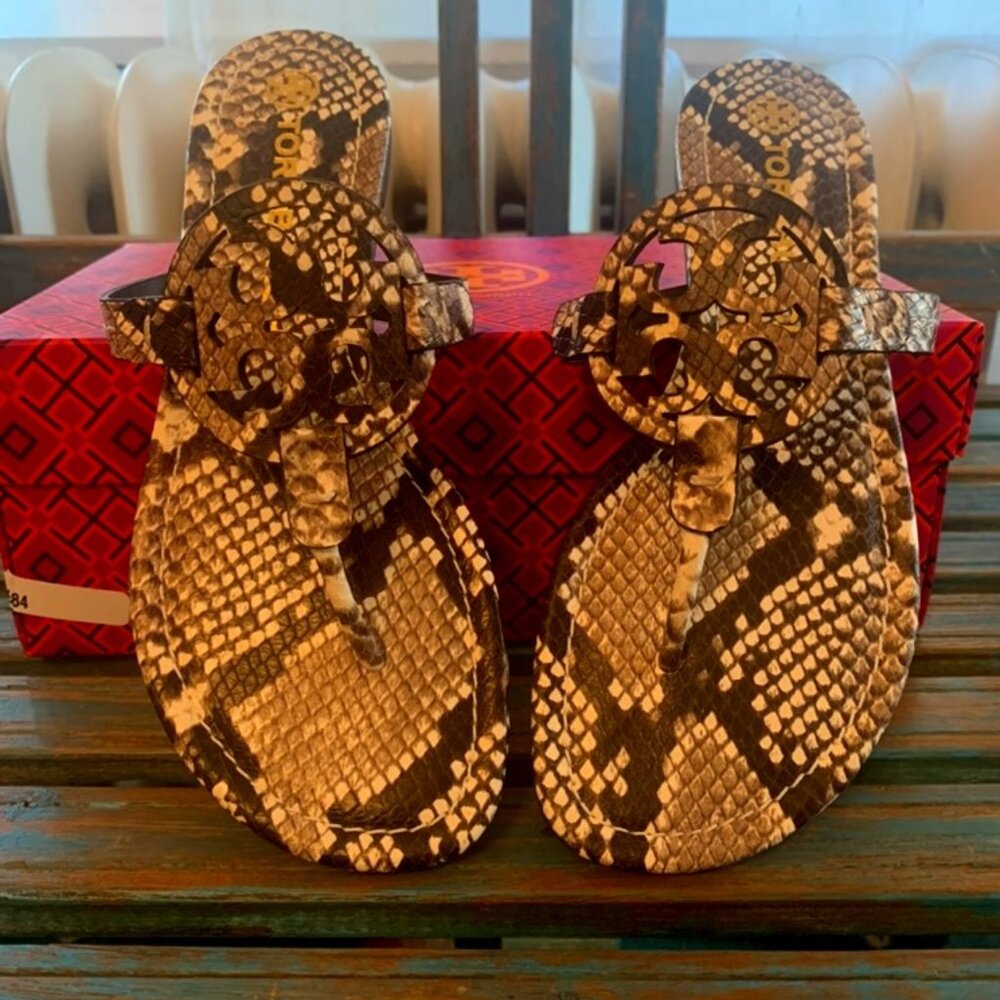 Tory Burch ~ Miller Stamped Snake Skin Sandals Size 8.5